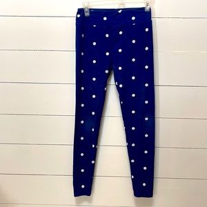 LulaRoe womens leggings one size navy blue with polka dots
